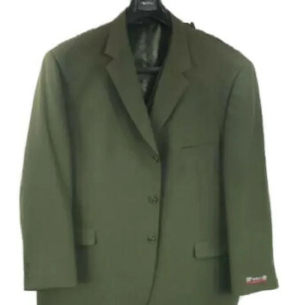 Pacelli Men's 3 Piece Suit Jacket Vest Pleated Pants Baggy Fit Wide Leg Size 60L
